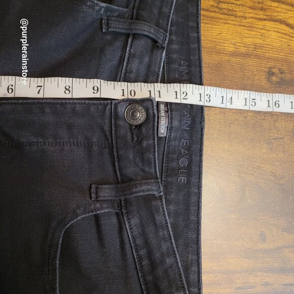 American Eagle Jeans 12 R Dream Jegging Hi Rise Tummy Control Black Wash Denim - Picture 9 of 12